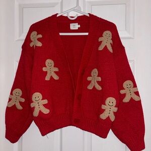 Red Gingerbread Cardigan Sweater